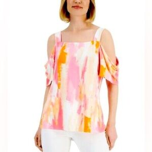 400M NWT JM Collection‎ Square Neck Cold Shoulder Top - Size: PM